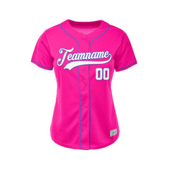 Women's Custom Deep Pink Button Down Baseball Jersey