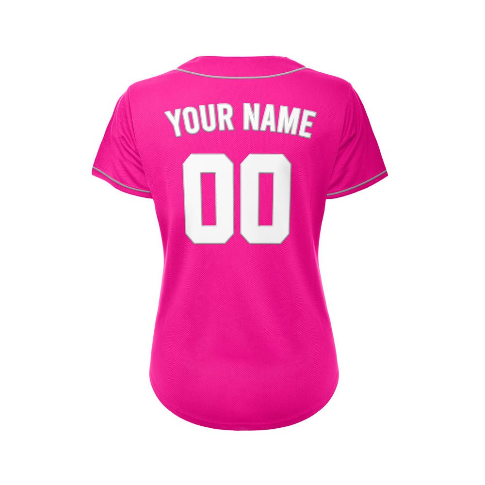 Women's Custom Deep Pink Button Down Baseball Jersey
