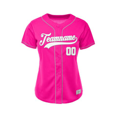 Women's Custom Deep Pink Button Down Baseball Jersey