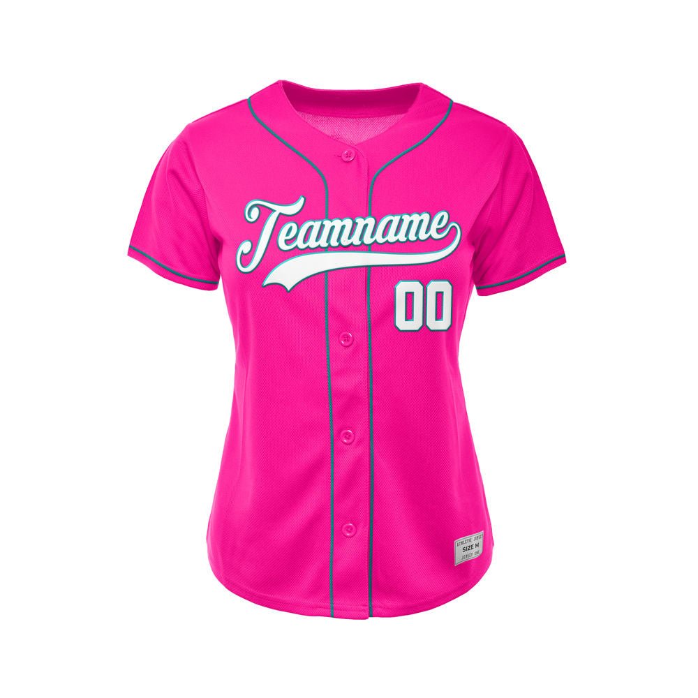 Women's Custom Deep Pink Button Down Baseball Jersey