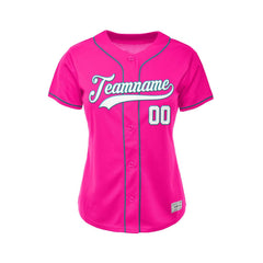 Women's Custom Deep Pink Button Down Baseball Jersey