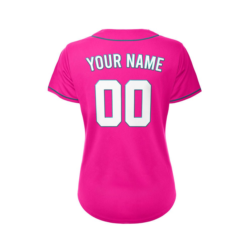 Women's Custom Deep Pink Button Down Baseball Jersey