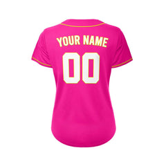 Women's Custom Deep Pink Button Down Baseball Jersey