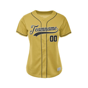 Women Custom Baseball Jersey Gold Black Design