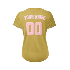 Women's Custom Gold Button Down Baseball Jersey