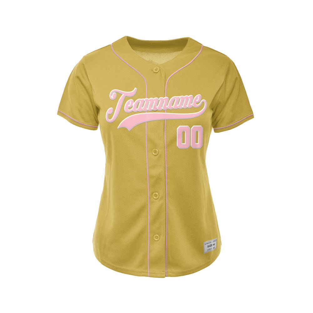 Women's Custom Gold Button Down Baseball Jersey