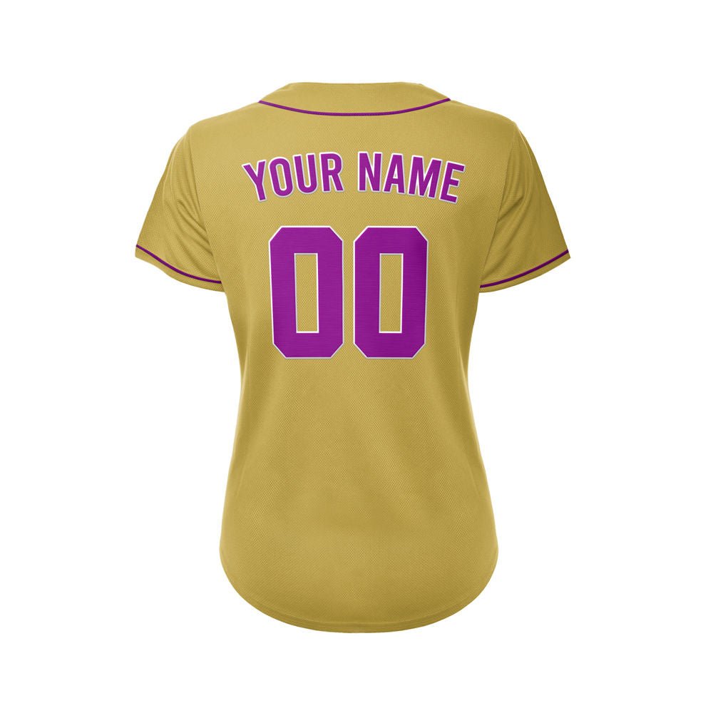 Women's Custom Gold Button Down Baseball Jersey