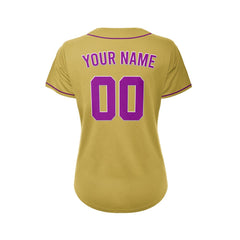 Women's Custom Gold Button Down Baseball Jersey