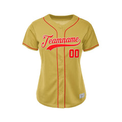 Women's Custom Gold Button Down Baseball Jersey