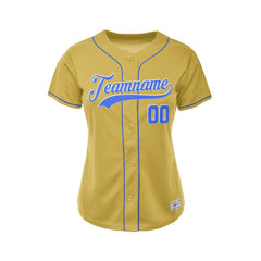 Women's Custom Gold Button Down Baseball Jersey