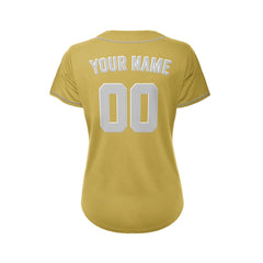 Women's Custom Gold Button Down Baseball Jersey