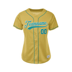 Women's Custom Gold Button Down Baseball Jersey