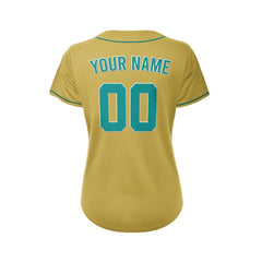 Women's Custom Gold Button Down Baseball Jersey