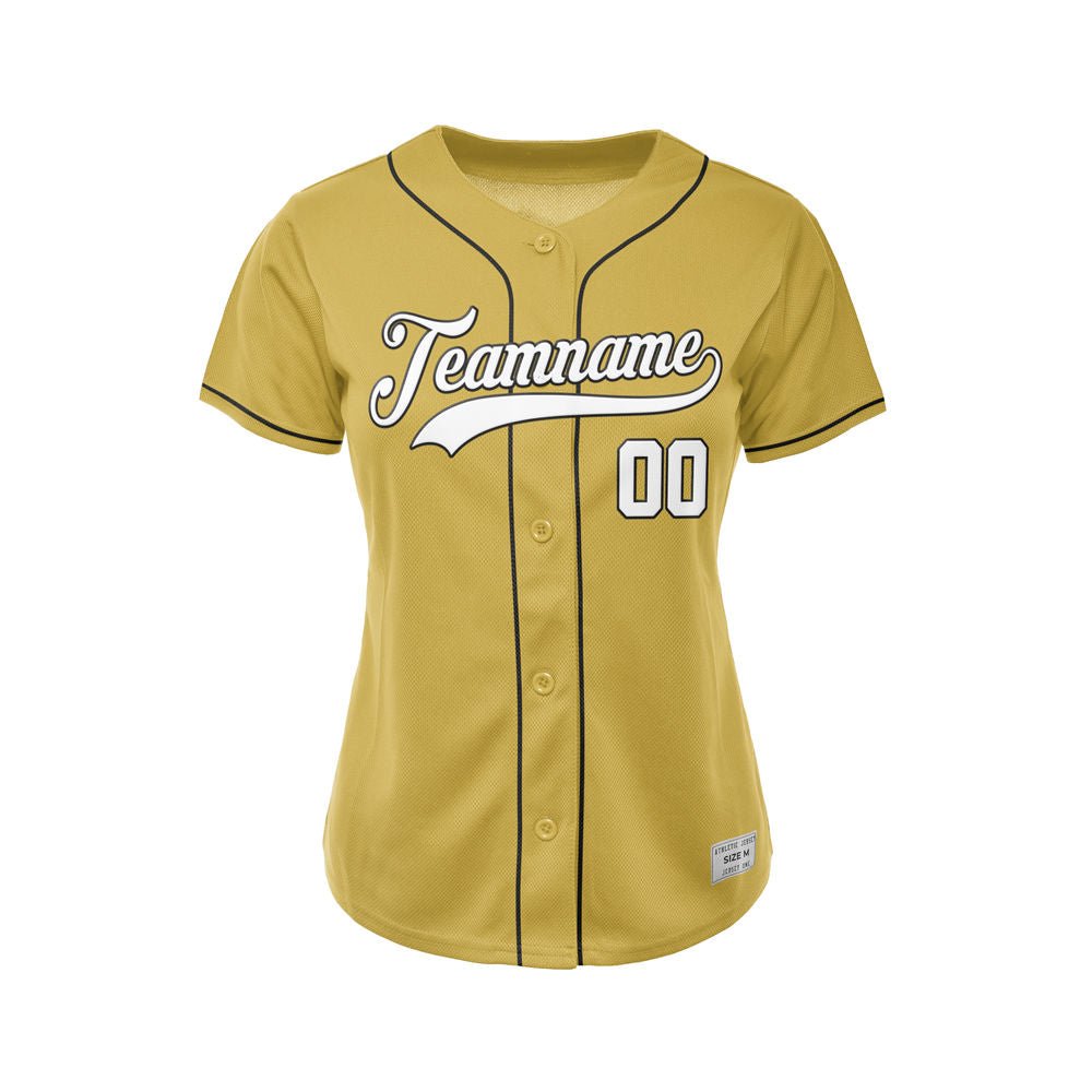 Women's Custom Gold Button Down Baseball Jersey