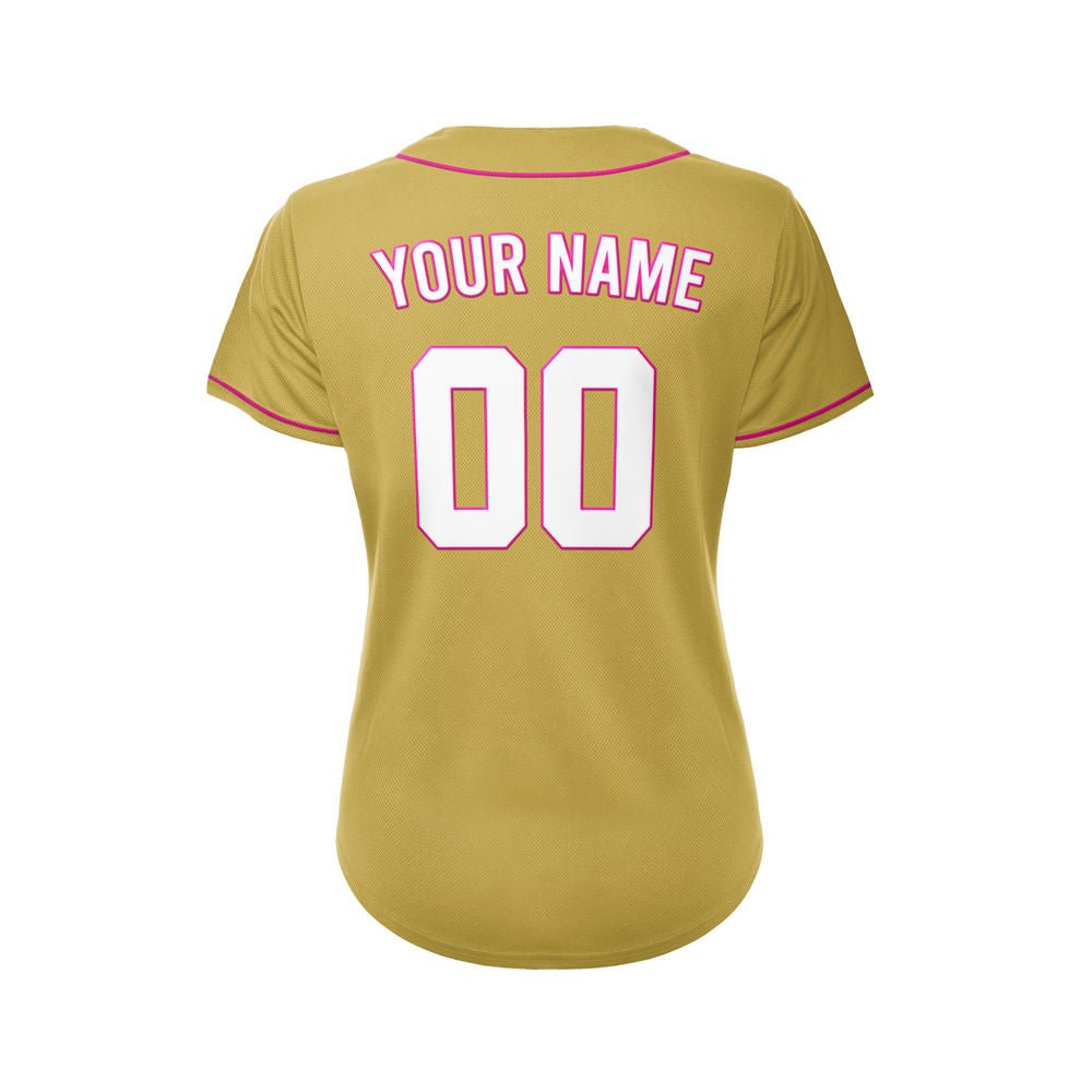 Women's Custom Gold Button Down Baseball Jersey