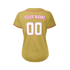 Women's Custom Gold Button Down Baseball Jersey