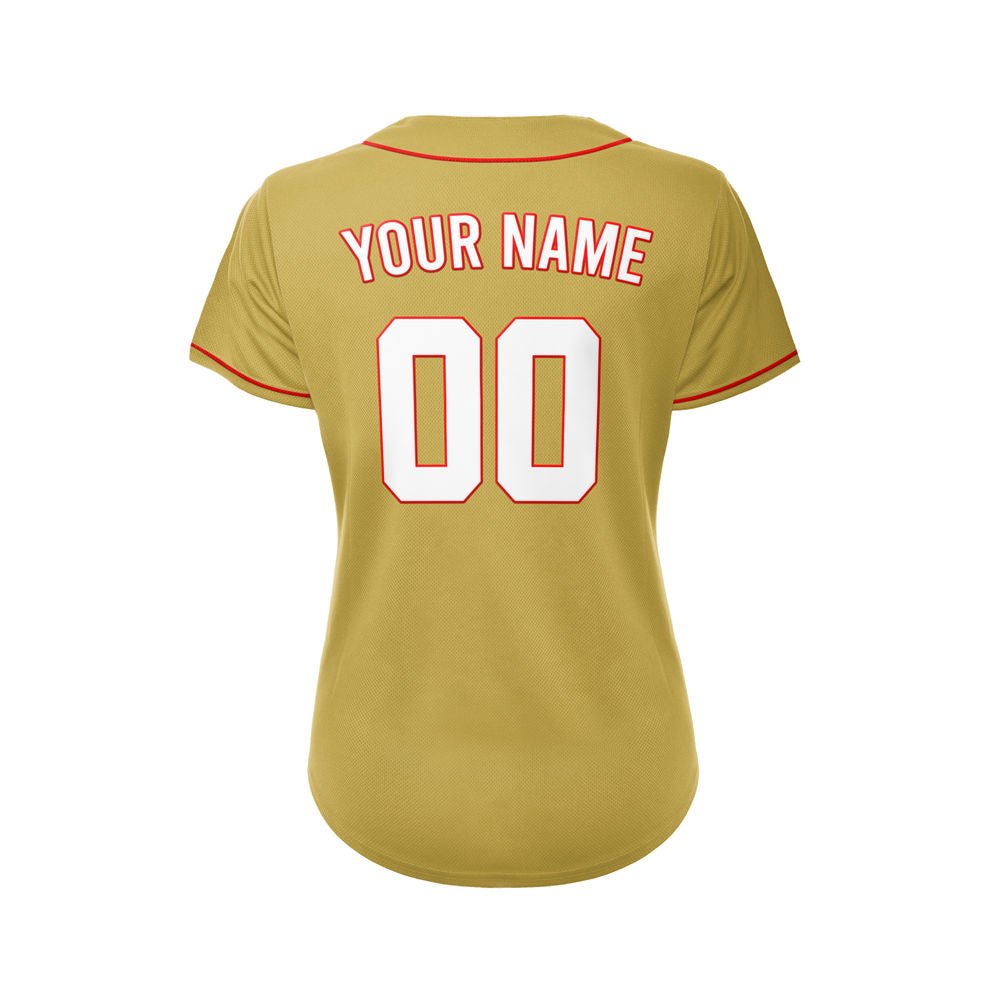 Women's Custom Gold Button Down Baseball Jersey