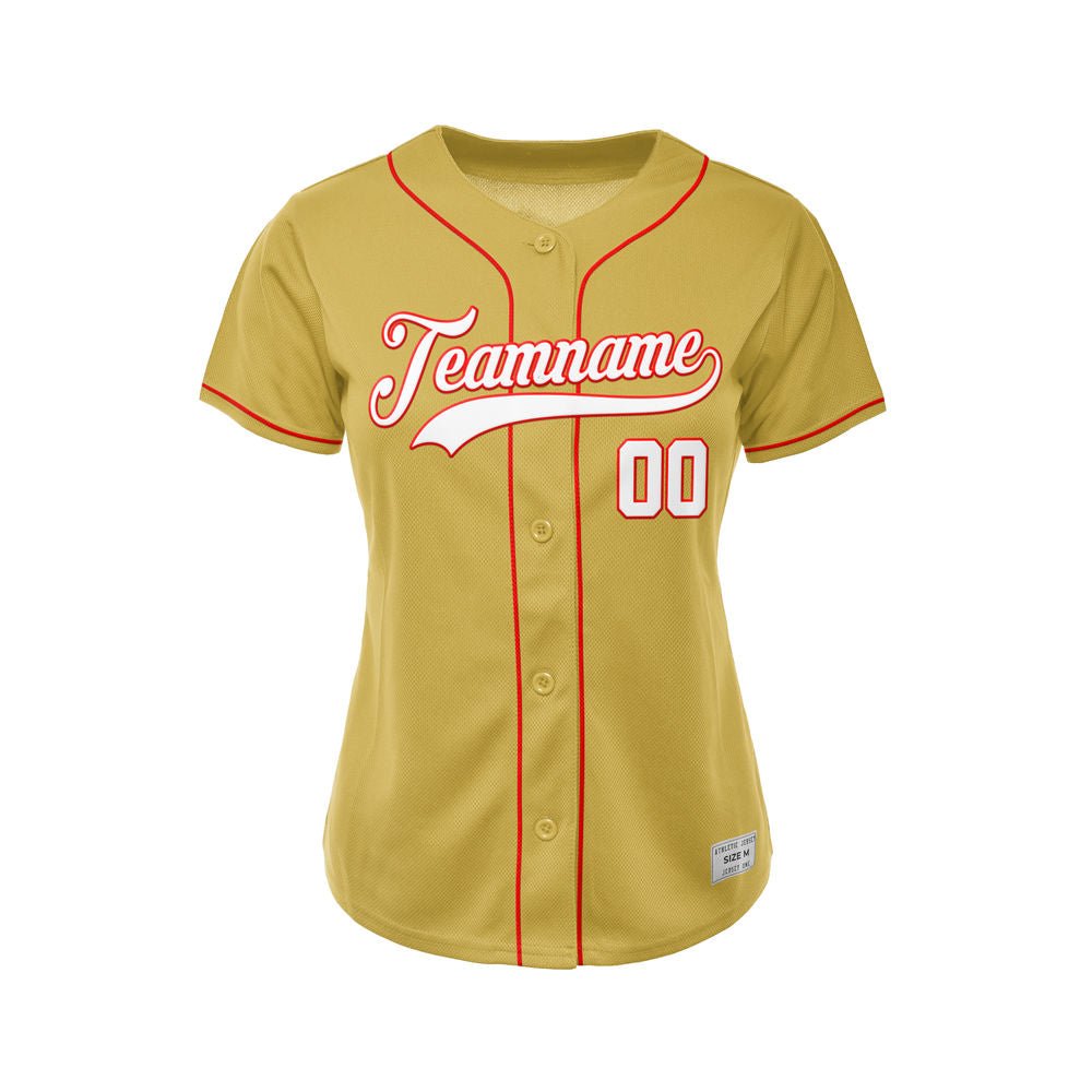 Women's Custom Gold Button Down Baseball Jersey