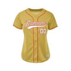 Women's Custom Gold Button Down Baseball Jersey