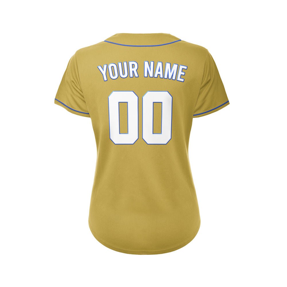 Women's Custom Gold Button Down Baseball Jersey