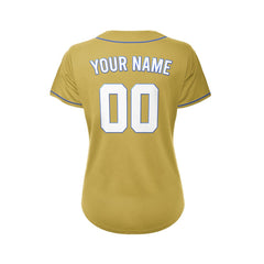 Women's Custom Gold Button Down Baseball Jersey