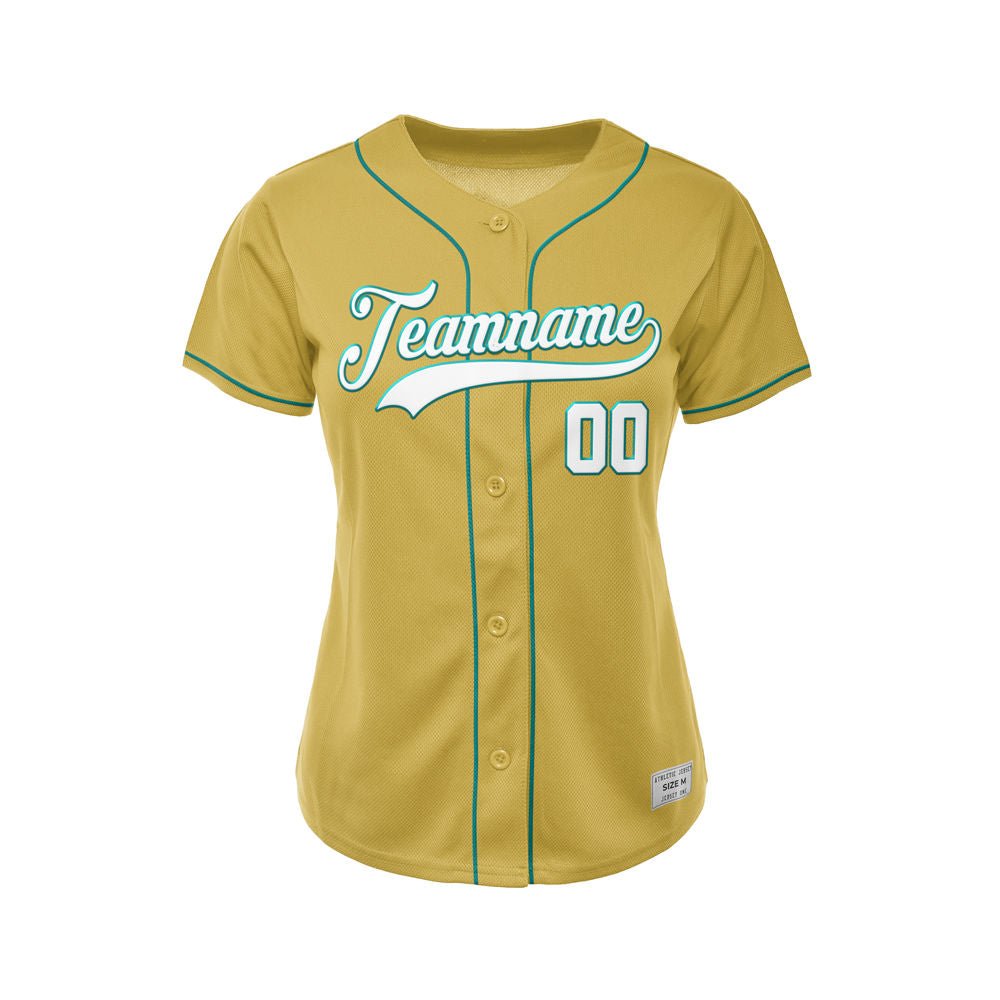 Women's Custom Gold Button Down Baseball Jersey