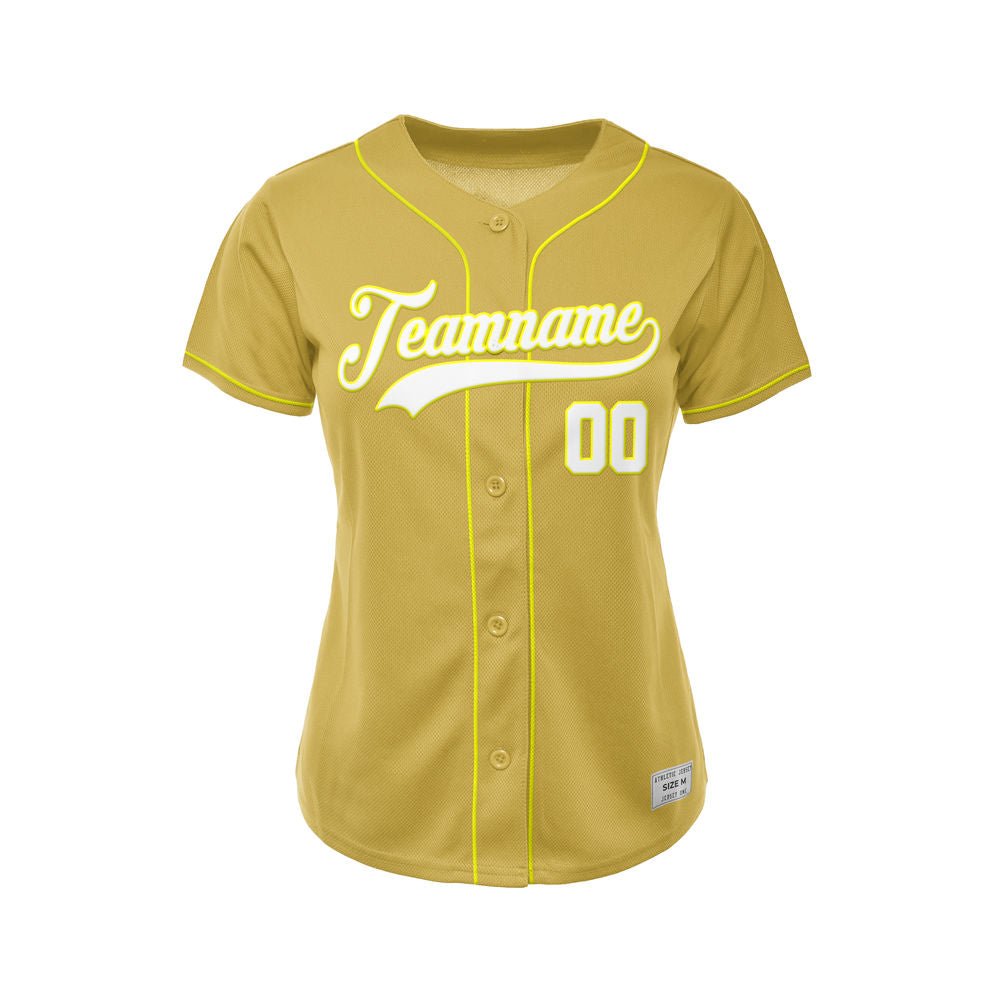 Women's Custom Gold Button Down Baseball Jersey
