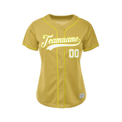 Women's Custom Gold Button Down Baseball Jersey