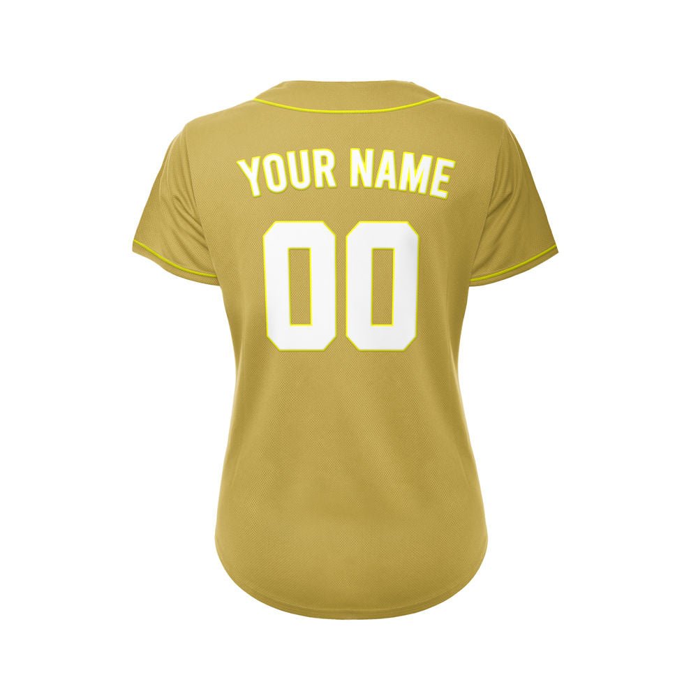 Women's Custom Gold Button Down Baseball Jersey
