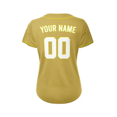 Women's Custom Gold Button Down Baseball Jersey