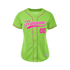 Women's Custom Green Button Down Baseball Jersey