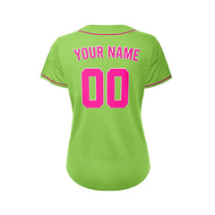 Women's Custom Green Button Down Baseball Jersey