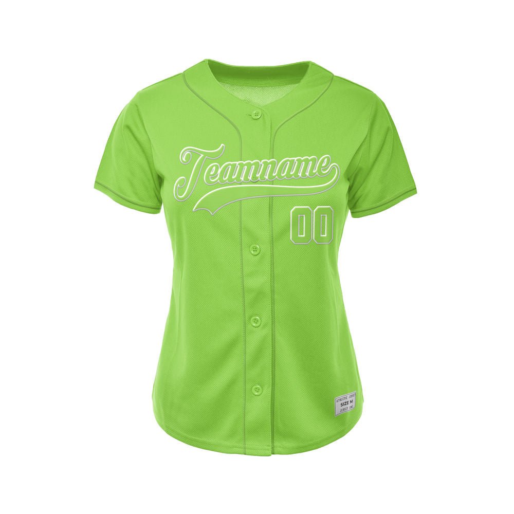 Women's Custom Green Button Down Baseball Jersey