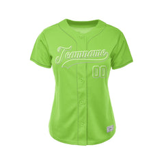 Women's Custom Green Button Down Baseball Jersey