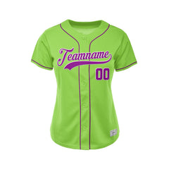 Women's Custom Green Button Down Baseball Jersey