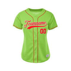 Women's Custom Green Button Down Baseball Jersey