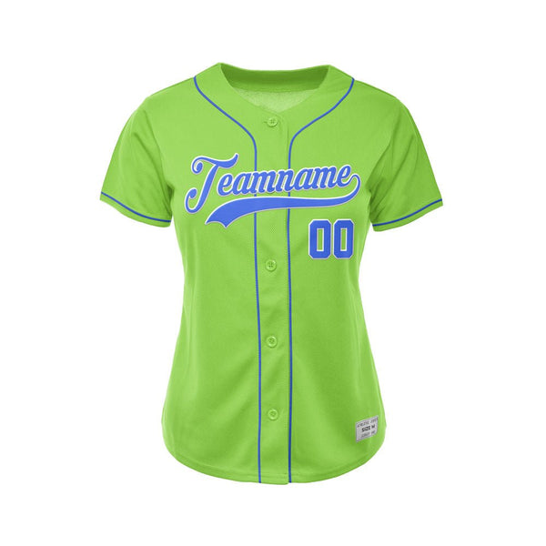 Women&#39;s Custom Green Button Down Baseball Jersey