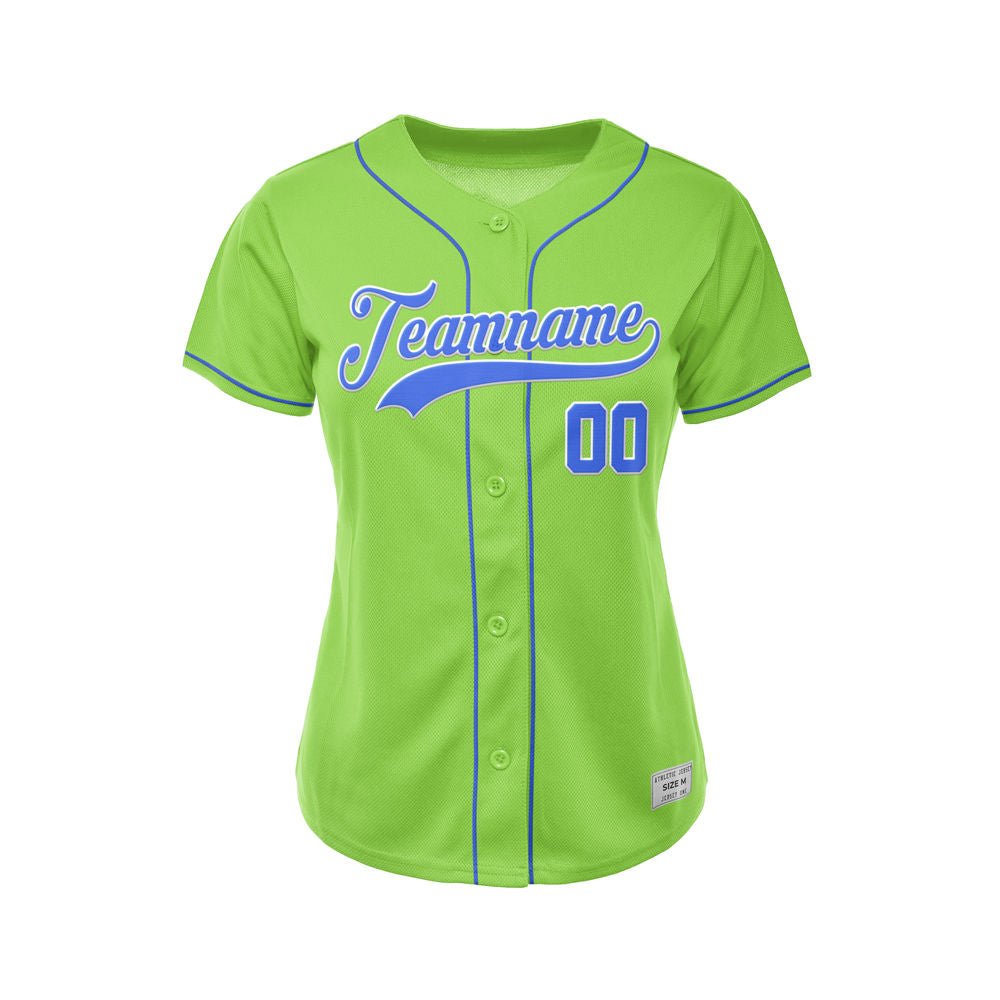 Women's Custom Green Button Down Baseball Jersey