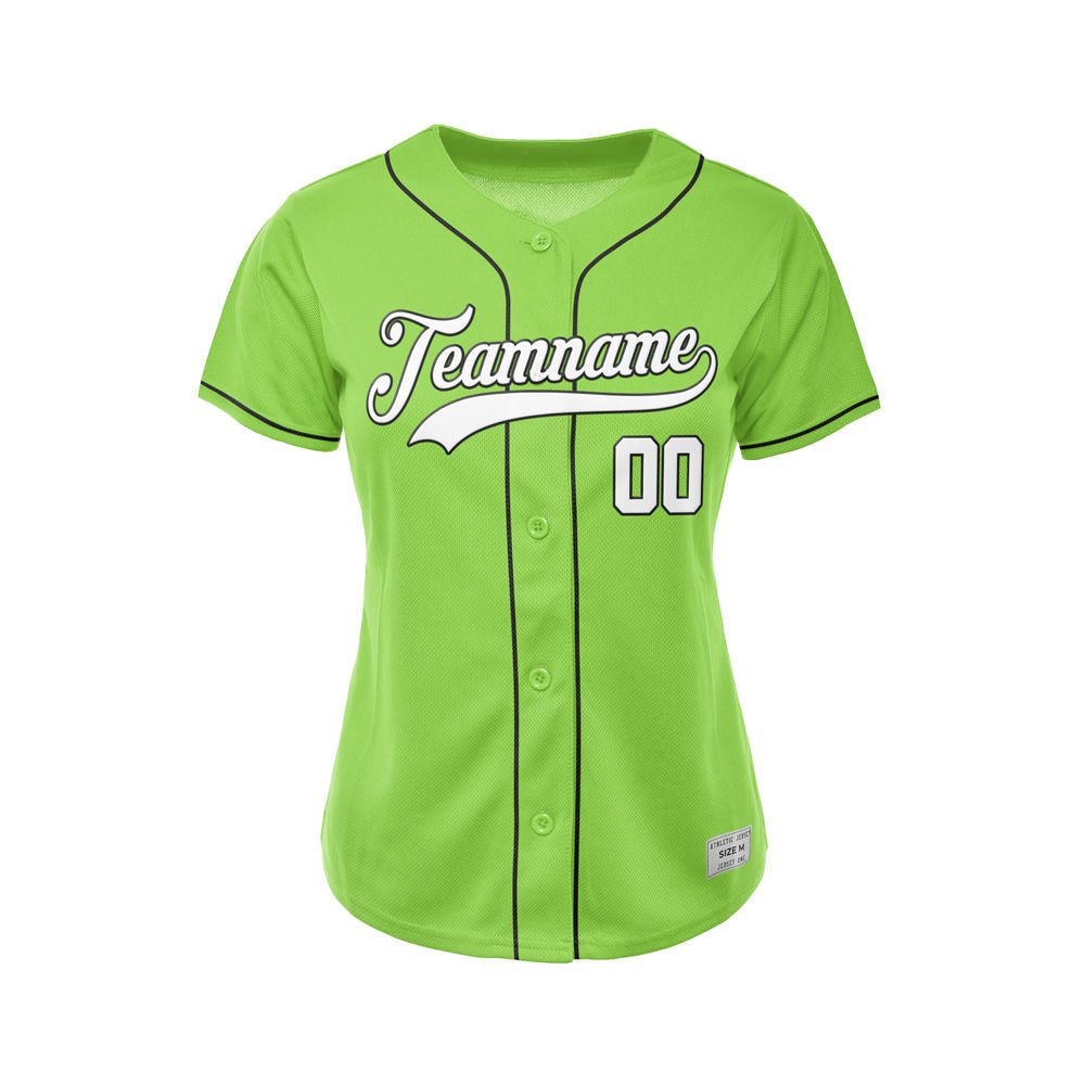 Women's Custom Green Button Down Baseball Jersey