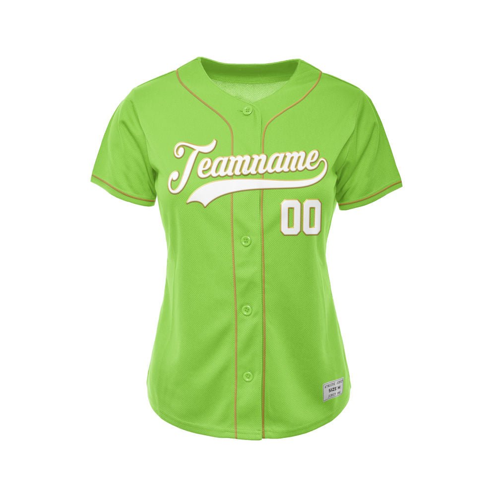 Women's Custom Green Button Down Baseball Jersey