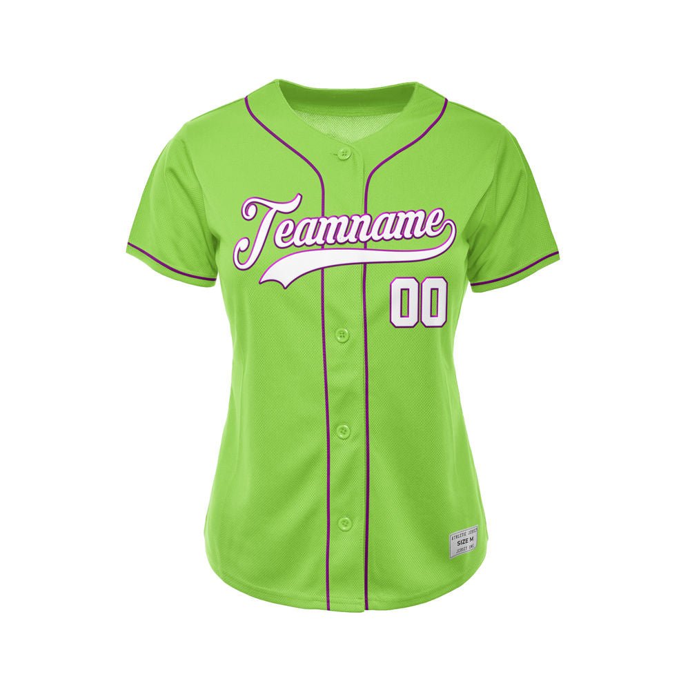 Women's Custom Green Button Down Baseball Jersey