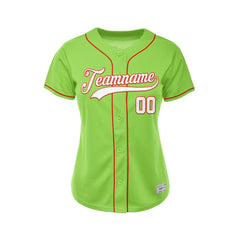 Women's Custom Green Button Down Baseball Jersey