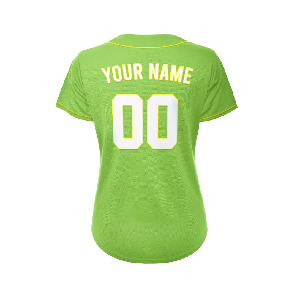 Women's Custom Green Button Down Baseball Jersey