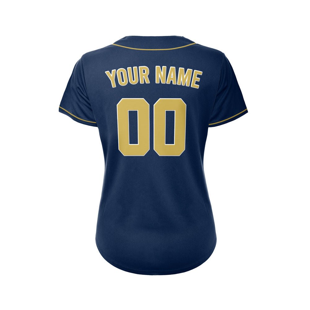 Women's Custom Navy Button Down Baseball Jersey
