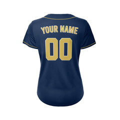 Women's Custom Navy Button Down Baseball Jersey