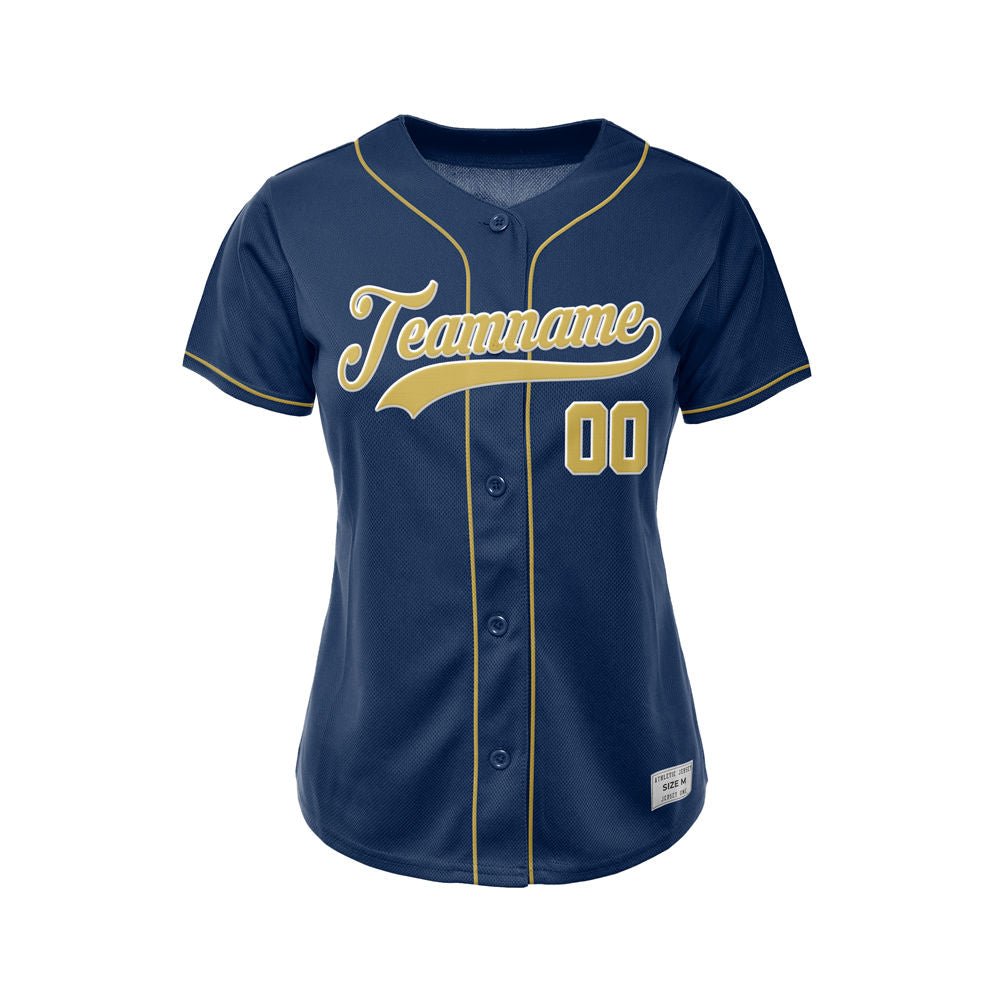 Women's Custom Navy Button Down Baseball Jersey