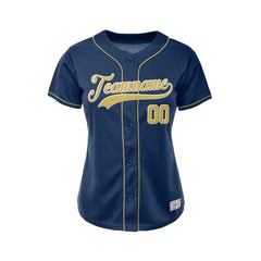 Women's Custom Navy Button Down Baseball Jersey