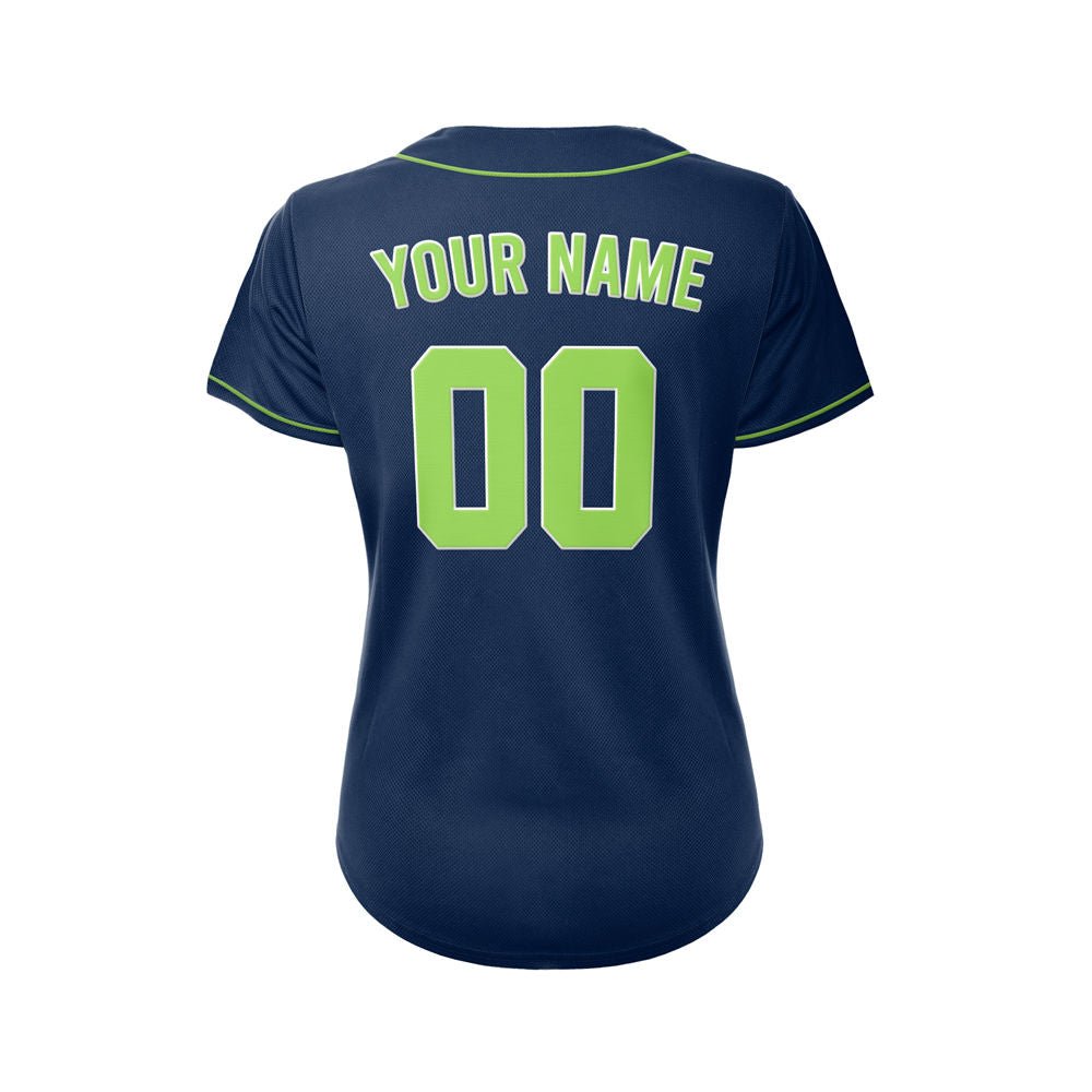Women's Custom Navy Button Down Baseball Jersey