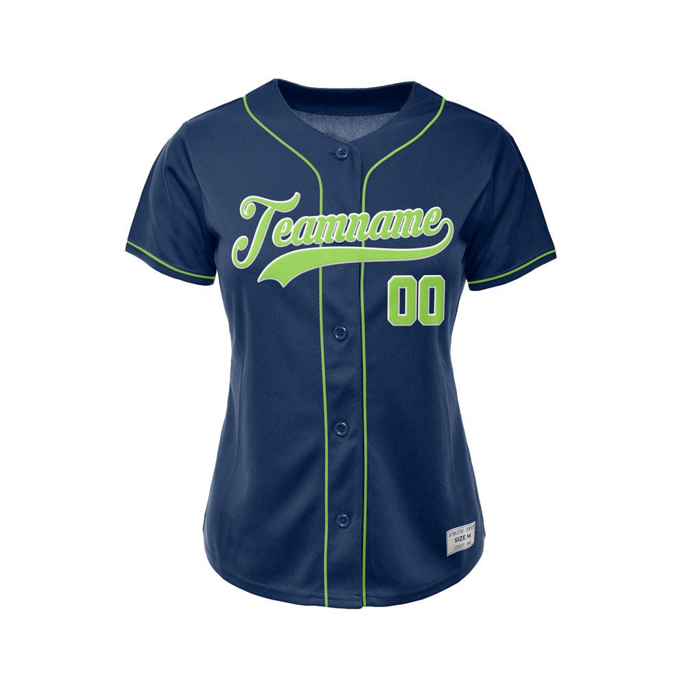 Women's Custom Navy Button Down Baseball Jersey