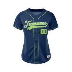 Women's Custom Navy Button Down Baseball Jersey